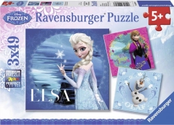 Ravensburger puzzle Frozen: Elsa, Anna e Olaf 3×49 pezzi
