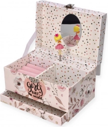 Scatola portagioielli con carillon Ballerina – rosa con fiori