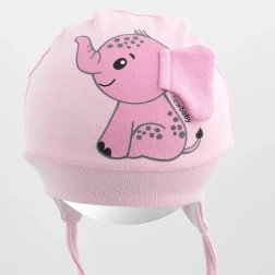 Cappellino per neonati in cotone New Baby Happy Elephant rosa