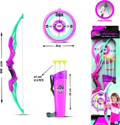 Set di tiro con l’arco rosa per bambini con accessori
