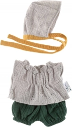 Set completo con berretto per bambole 21cm pizzo grigio
