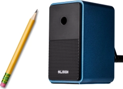 Temperamatite a manovella con contenitore e regolazione della lama, blu