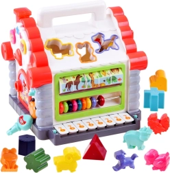 Casetta interattiva – mini tastiera musicale, incastri di forme e animaletti per bambini 18+ mesi