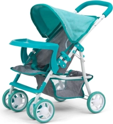 Passeggino per bambole Milly Mally Kate, turchese‑grigio