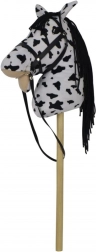 Cavallo di peluche su bastone con suoni, 70 cm, bianco‑nero (appaloosa)
