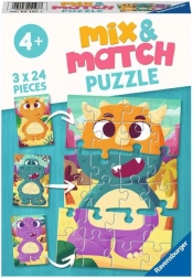 RAVENSBURGER puzzle Mix & Match: teneri dinosauri 3×24 pezzi