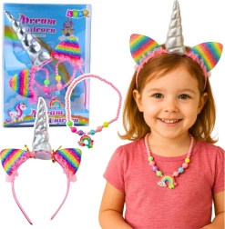 Set per bambini Dream Unicorn – cerchietto con corno e collana colorata