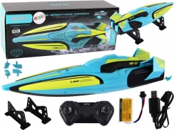Motoscafo RC 2.4G giallo‑turchese, impermeabile con telecomando