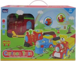 Locomotiva interattiva per bambini 3+ con luci, suoni ed elementi mobili, 2 vagoni e accessori