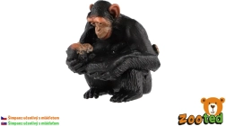 Figura di femmina di scimpanzé comune con cucciolo