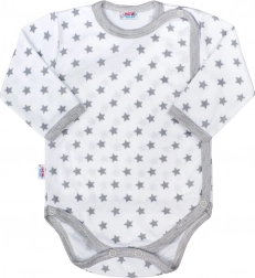 Body neonatale apribile interamente NEW BABY Classic II grigio con stelline