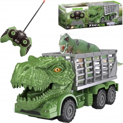 Camion RC dei dinosauri con T‑rex verde e figurina WOOPIE