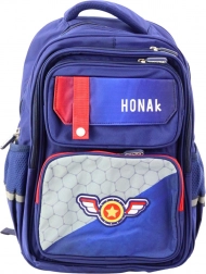 Zaino scolastico con toppa e fascia toracica blu 20L