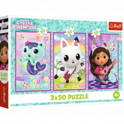 Puzzle 3x50 - La Casa delle Bambole di Gabby: Incontra Gabby e i gattini