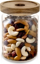 Barattolo in vetro per alimenti secchi con coperchio in legno e guarnizione 970 ml