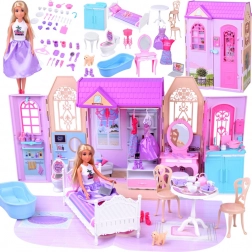 Casa delle bambole pieghevole con valigetta e bambola ANLILY