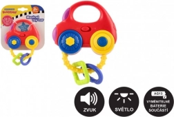 Sonaglino a forma di auto con luce e suono, plastica, 10 × 11 cm, a batteria, 3m+