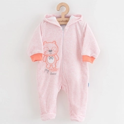 Tutina intera in ciniglia con cappuccio New Baby Sweetheart rosa