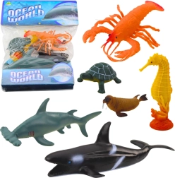 Set di figurine di animali marini in plastica 6 pezzi
