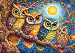 Puzzle Cherry Pazzi Gufi al chiaro di luna 500 pezzi