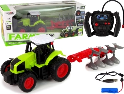Trattore RC 1:16 con ruote in gomma e aratro rimovibile