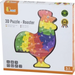 Puzzle 3D in Legno Gallo con Alfabeto