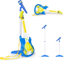 Chitarra elettrica con microfono e supporto per bambini, compatibile con MP3, blu