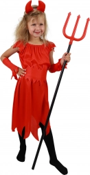 Costume da diavoletta per bambini S – abito rosso con corna