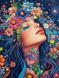 Pittura diamantata Ragazza tra i fiori 30 × 40 cm