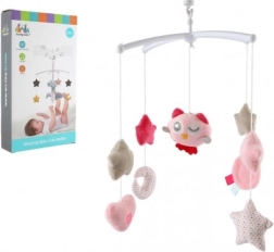 Giostrina da culla con gufetta – carillon a carica, rosa