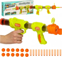 Blaster verde 2in1 per bambini a palline e dardi in foam