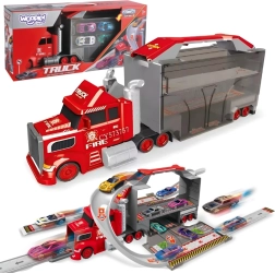 Woopie camion dei pompieri con garage e pista da corsa