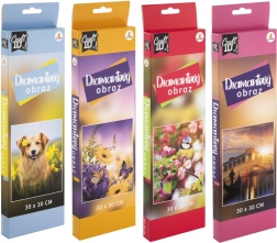 Pittura diamantata fiori, uccelli, cagnolino e Venezia 30x30 cm