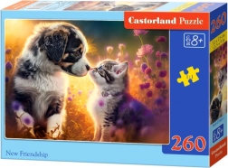 Puzzle da 260 pezzi – gattino e cagnolino: una nuova amicizia