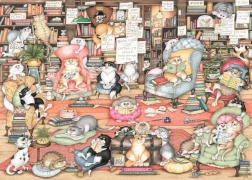 Ravensburger Puzzle Crazy Cats: Il club del libro di Bingley 1000 pezzi
