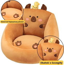 Poltroncina di peluche per bambini a forma di capibara con paperella, marrone, 50 x 45 cm