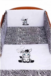 Set biancheria per lettino 3 pezzi New Baby Zebra, bianco‑nero 100 × 135 cm