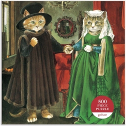 puzzle quadrato meowsterpiece: i coniugi arnolfini 500 pezzi