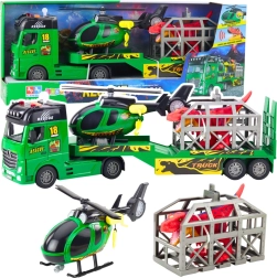 Set di salvataggio con camion, elicottero e dinosauro con luci e suoni