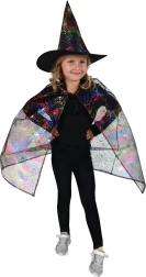 Costume da strega/stregone per bambini con mantello a ragnatele e cappello
