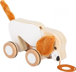 Giocattolo trainabile in legno Cagnolino con orecchie fruscianti