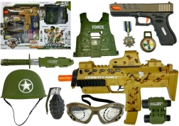 Set militare con pistole a dardi in gommapiuma MP7 per bambini