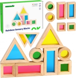 Blocchi colorati in legno con specchi trasparenti Tooky Toy, 8 pezzi