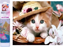 Mosaico di diamanti - Gatto con cappello