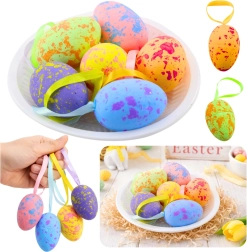 Uova pasquali decorative da appendere con occhiello in colori pastello - 6 pezzi