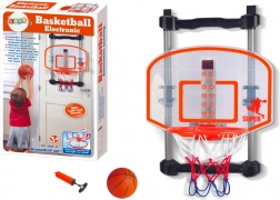 Canestro da basket domestico con palla e pompetta, regolabile in altezza