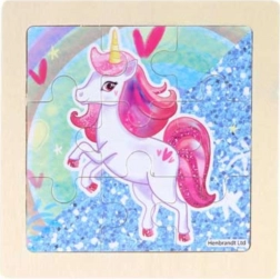 Puzzle in legno unicorno rosa 9 pezzi