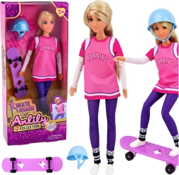 Anlily skateboarder – bambola con skateboard viola e casco 30 cm