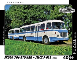 Puzzle Auto Retrò Škoda 706 RTO Kar e Jelcz P‑01E 40 pezzi