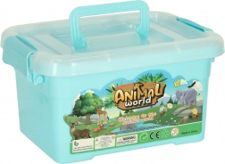 Set di figure di animali 19 pz in box portatile